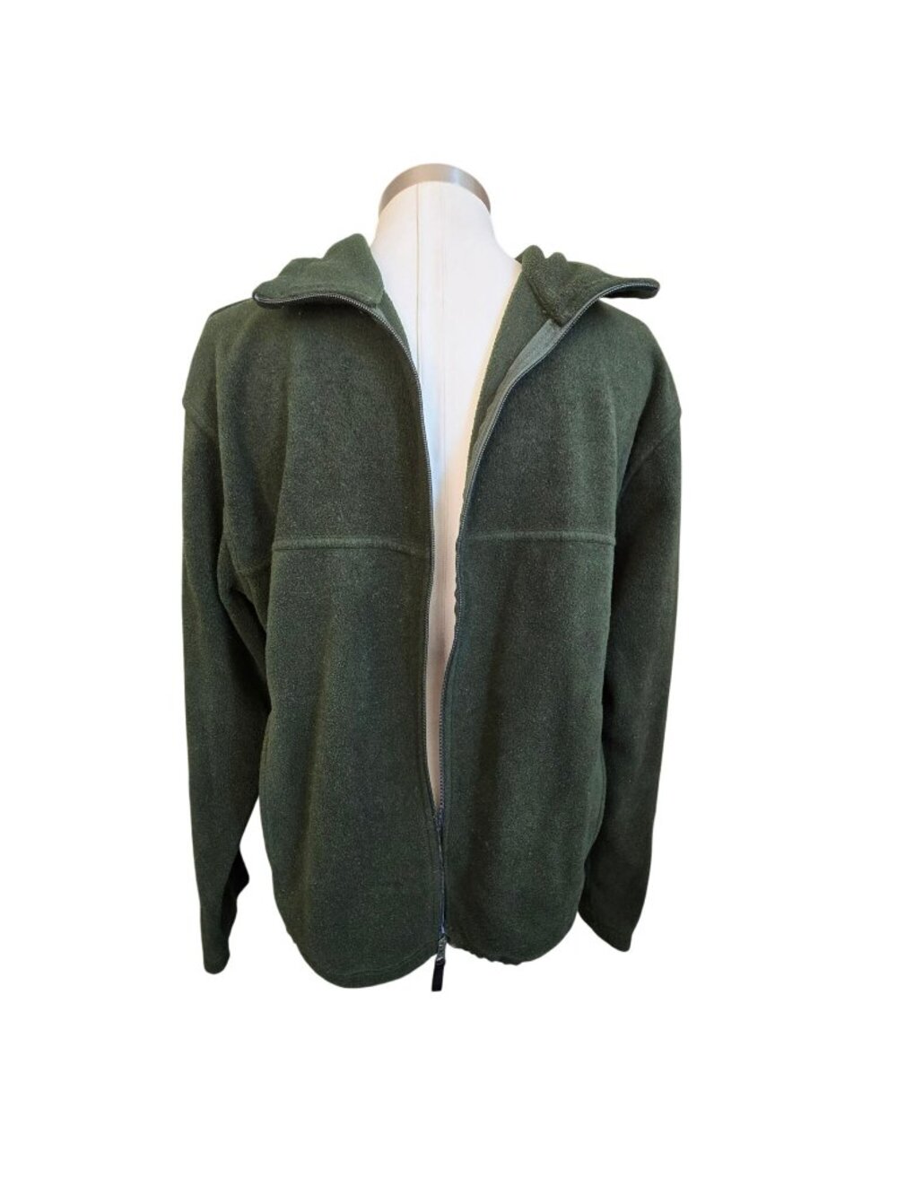 Bass Pro Shops Green Full Zip Fleece Jacket Adjustable Hem Mens Size L JJ4354